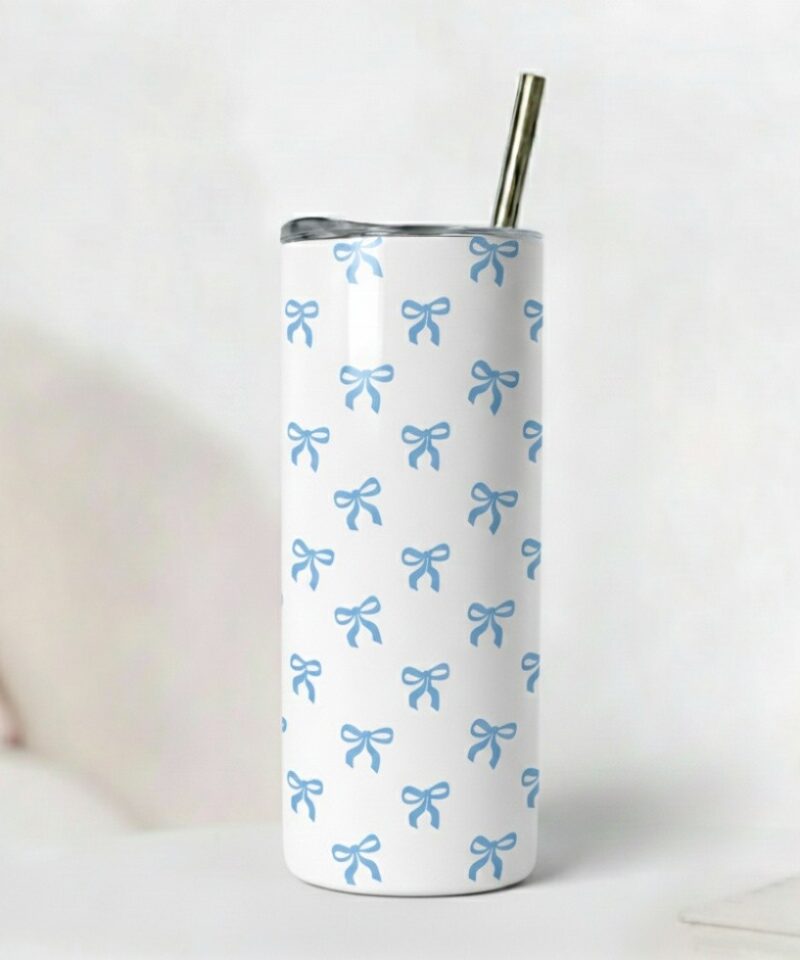 Classic Blue Bow Skinny Tumbler