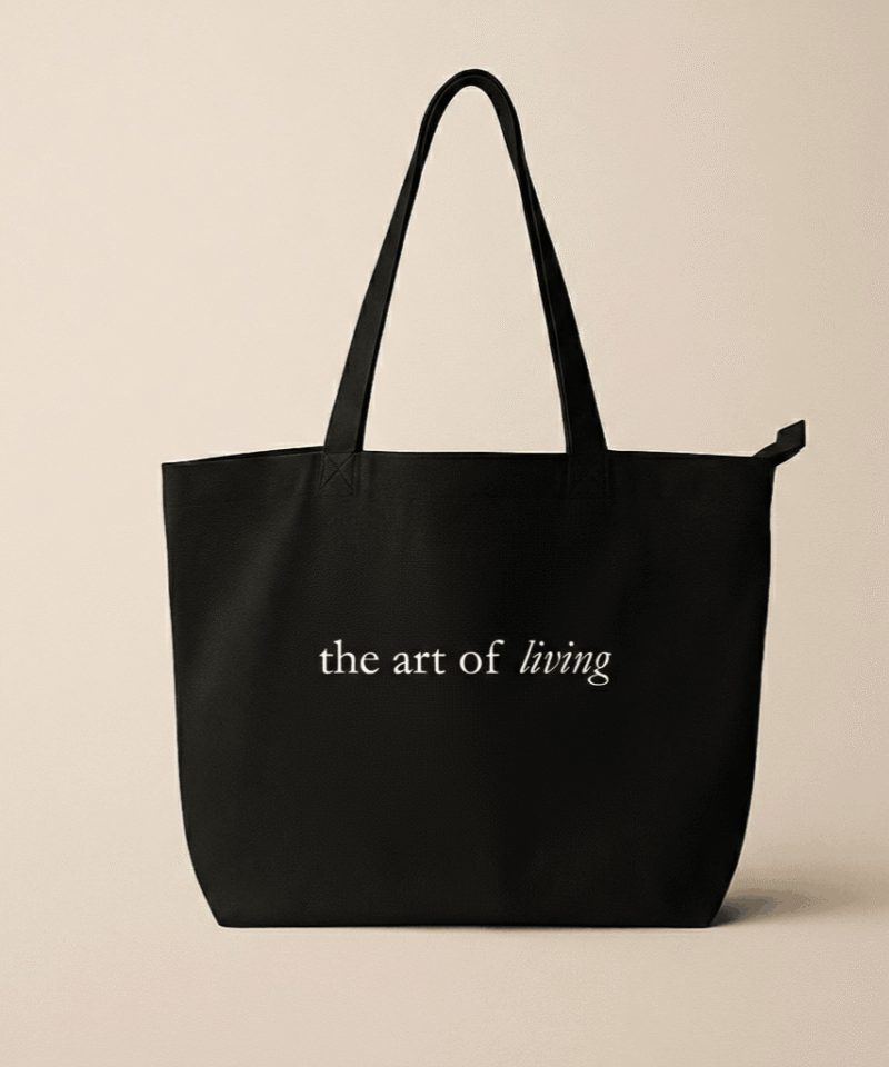 The Art of Living Tote Bag - Minimalist Black Canvas Everyday Bag